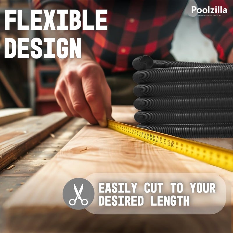 Poolzilla 20’ FT Corrugated Pond Hose - 1-1/4’’ Inch ID, Reinforced Water Tubing for Aquariums, Pool Maintenance, Ponds, Fountains, Gardens, and other Aquatic Features - Image 5